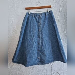 Blue Denim Button-Down Skirt